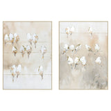 Canvas Home ESPRIT White Beige Grey Golden Birds Scandinavian 103 x 4,5 x 143 cm (2 Units)-1