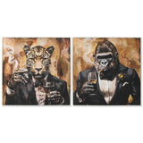 Painting Home ESPRIT Brown Black Golden 103,5 x 3,5 x 103,5 cm (2 Units)-0