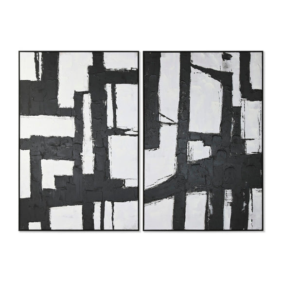 Painting Home ESPRIT White Black Abstract 123 x 4,3 x 183 cm (2 Units)-0