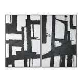 Painting Home ESPRIT White Black Abstract 123 x 4,3 x 183 cm (2 Units)-0