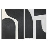 Painting Home ESPRIT White Black Abstract 103 x 4,3 x 143 cm (2 Units)-0