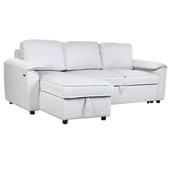 Sofabed Home ESPRIT Light grey Modern 220 x 153 x 88 cm-0