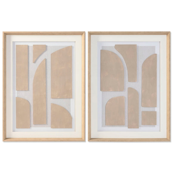 Painting Home ESPRIT White Beige Abstract Urban 60 x 5 x 80 cm (2 Units)-0