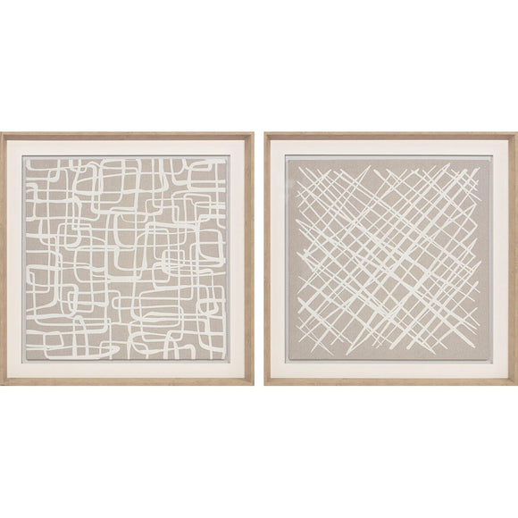 Painting Home ESPRIT White Beige Abstract Urban 80 x 5 x 80 cm (2 Units)-0