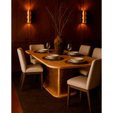 Dining Table Home ESPRIT Golden Brass Mango wood 210 x 110 x 76 cm-1