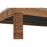 Dining Table Home ESPRIT Natural Tempered Glass Fibre Teak 180 x 90 x 77 cm-2