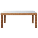 Dining Table Home ESPRIT Natural Tempered Glass Fibre Teak 180 x 90 x 77 cm-1