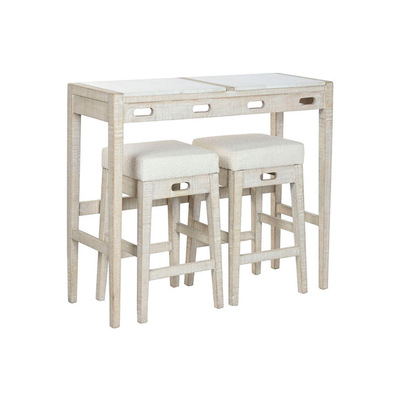 Table set with chairs Home ESPRIT White Natural 112 x 40 x 96 cm-0
