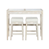 Table set with chairs Home ESPRIT White Natural 112 x 40 x 96 cm-1