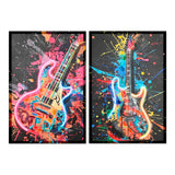 Painting Home ESPRIT Black Guitar Loft 63 x 3,7 x 93 cm (2 Units)-0