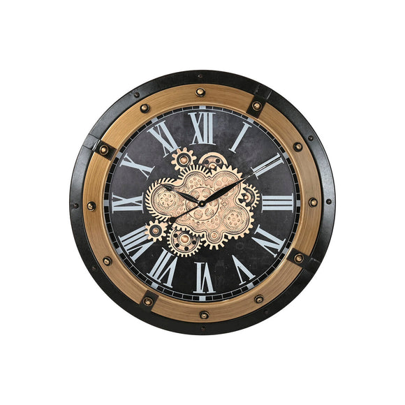 Wall Clock Home ESPRIT Black Golden Iron 80 X 8,5 X 80 cm-0