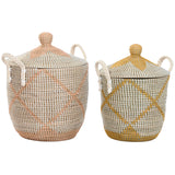 Basket set Home ESPRIT Yellow Coral Seagrass (2 Pieces)-0