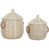 Basket set Home ESPRIT White Natural Seagrass (2 Pieces)-0