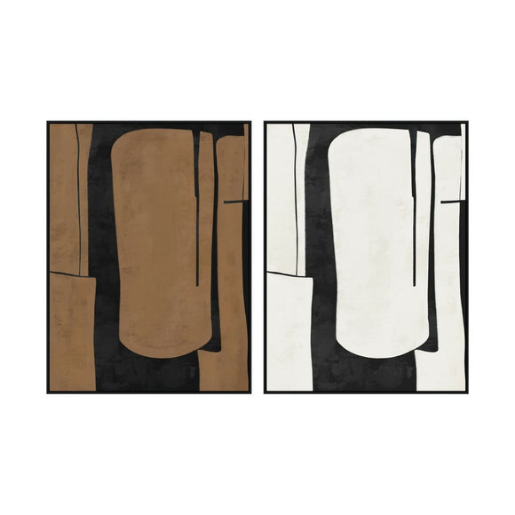 Painting Home ESPRIT Brown Black Abstract Urban 90 x 4 x 120 cm (2 Units)-0