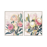 Painting Home ESPRIT Green Pink Flowers Shabby Chic 75 x 4 x 100 cm (2 Units)-0