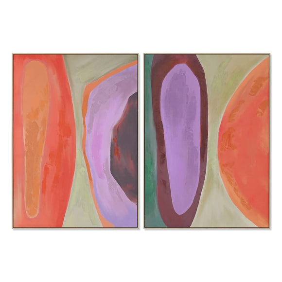 Painting Home ESPRIT Orange Light mauve Modern Urban 100 x 4 x 140 cm (2 Units)-0