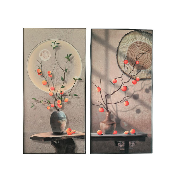 Painting Home ESPRIT Brown Orange Oriental Vase 80 x 3,5 x 160 cm (2 Units)-0