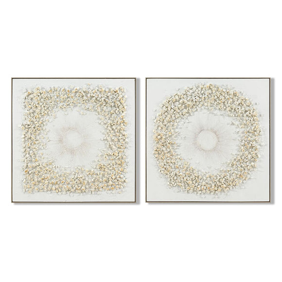 Canvas Home ESPRIT White Circles 102 x 4,5 x 102 cm (2 Units)-0