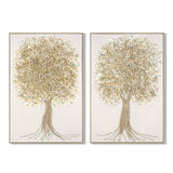 Canvas Home ESPRIT White Golden Tree Traditional 82 x 4 x 122 cm (2 Units)-0