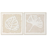 Canvas Home ESPRIT White Beige Leaf of a plant Cottage 62,5 X 3,5 X 62,5 CM (2 Units)-0