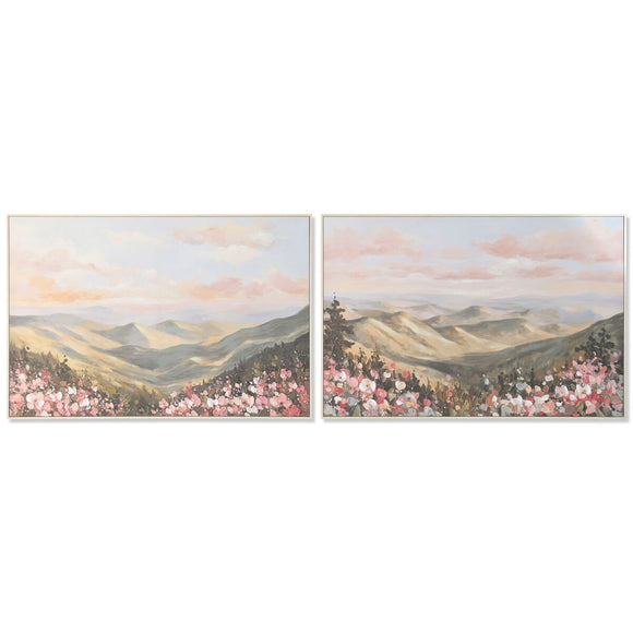 Canvas Home ESPRIT Blue Green Moutain 120 x 3,5 x 80 cm (2 Units)-0