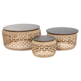 Set of 3 tables Home ESPRIT Brown 70 X 70 X 35 CM (3 Units)-1