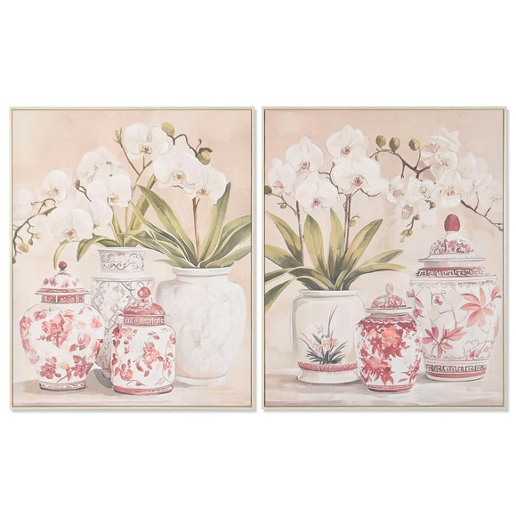 Canvas Home ESPRIT White Red Oriental Vase 80 x 4,5 x 100 cm (2 Units)-0