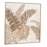 Painting Home ESPRIT White Natural Sheets Tropical With relief 102,5 X 4,5 X 102,5 CM (2 Units)-1