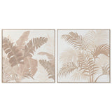 Painting Home ESPRIT White Natural Sheets Tropical With relief 102,5 X 4,5 X 102,5 CM (2 Units)-0