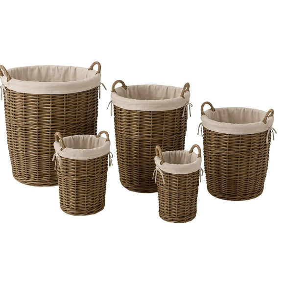 Decorative basket Home ESPRIT Brown Cotton wicker Cottage-0