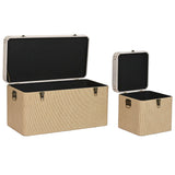 Set of Chests Home ESPRIT Beige Natural Polyester Wood Traditional 80 x 40 x 44 cm (3 Units)-1