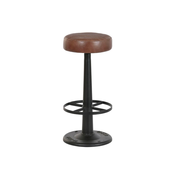 Stool Home ESPRIT Brown Black Leather Iron-0