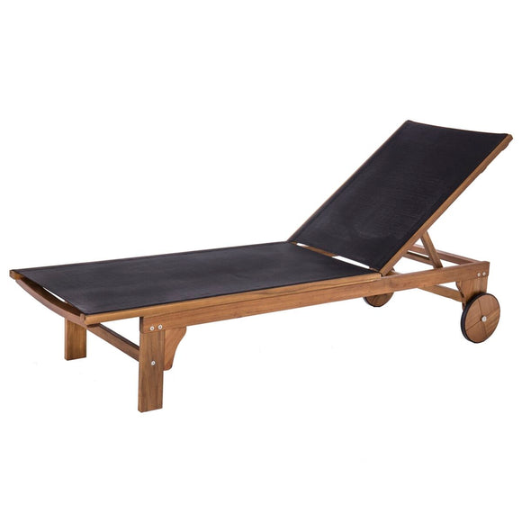 Sun-lounger Nina Black 200 x 65 x 85 cm-0