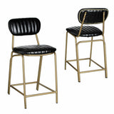 Stool 42 x 49 x 88 cm Black Golden Metal Polyurethane-2