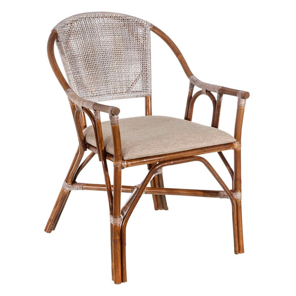 Dining Chair Brown Grey Polyester Rattan Foam 56 x 60 x 84 cm-0