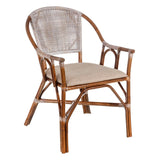 Dining Chair Brown Grey Polyester Rattan Foam 56 x 60 x 84 cm-0