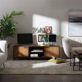 TV furniture CÉSARE 150 x 40 x 49 cm Black Metal Wood Brown-6