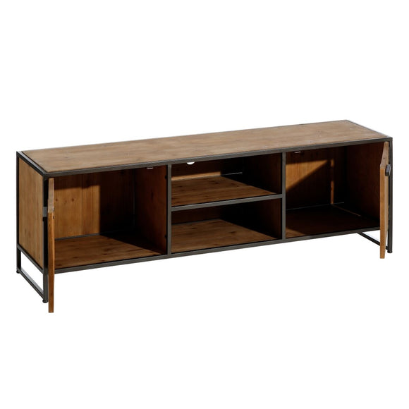 TV furniture CÉSARE 150 x 40 x 49 cm Black Metal Wood Brown-0