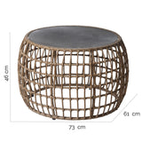 Centre Table Ariki Table Steel Rattan Tempered Glass synthetic rattan 73 x 61 x 46 cm-1