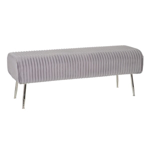 Bench 129 x 45,5 x 48 cm Synthetic Fabric Grey Metal-0