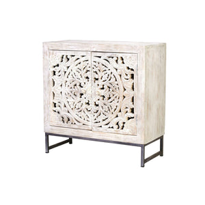 Sideboard Alexandra House Living White Grey Iron Mango wood 80 x 81 x 35 cm-0