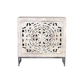 Sideboard Alexandra House Living White Grey Iron Mango wood 80 x 81 x 35 cm-5