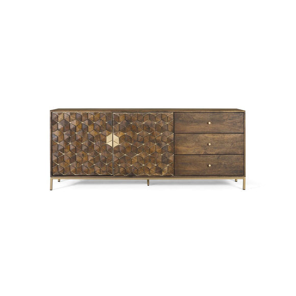 Sideboard Alexandra House Living Golden Natural Metal Mango wood 190 x 77 x 40 cm-0