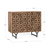 Sideboard Alexandra House Living Black Natural Metal Mango wood 90 x 76 x 40 cm-2