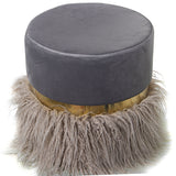 Pouffe Alexandra House Living Grey Velvet Wood 35 x 35 x 35 cm-0