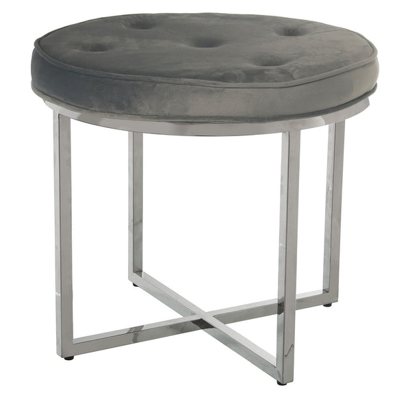 Stool Alexandra House Living Grey Velvet Metal 50 x 46 x 50 cm-0