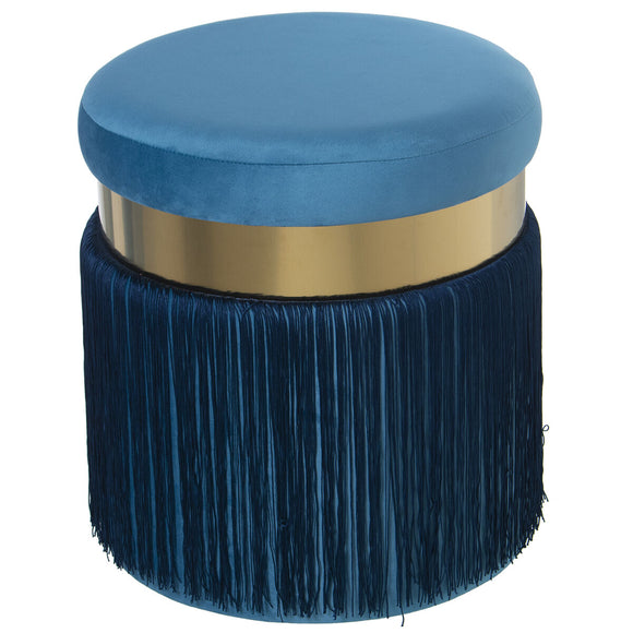 Pouffe Alexandra House Living Blue Velvet Wood 40 x 43 x 40 cm-0