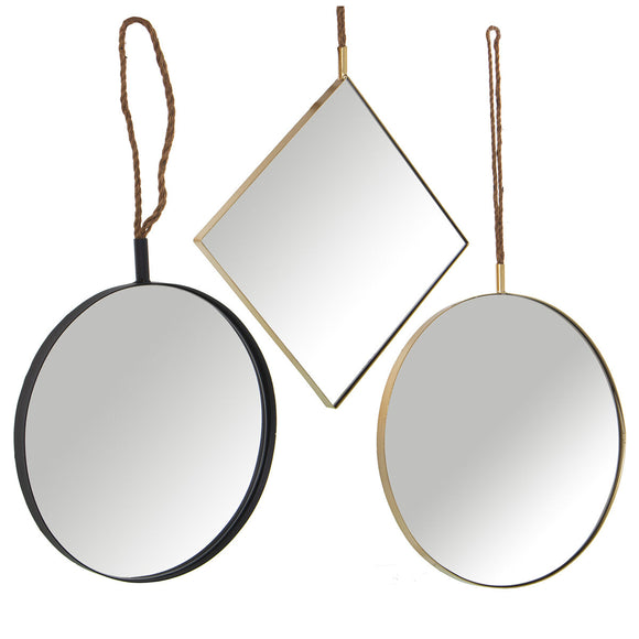 Mirror Set Alexandra House Living Golden Geometric 3 Pieces-0