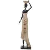 Decorative Figure Alexandra House Living Beige Plastic African Woman 15 x 19 x 63 cm-2