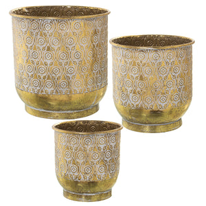 Set of Planters Alexandra House Living White Golden Metal (3 Pieces)-0